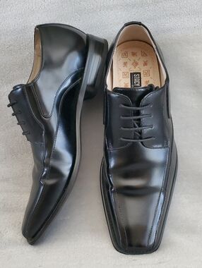 STACY ADAMS Black Leather Lace-Up Dress Shoes MEN'S SIZE: 9.5M
